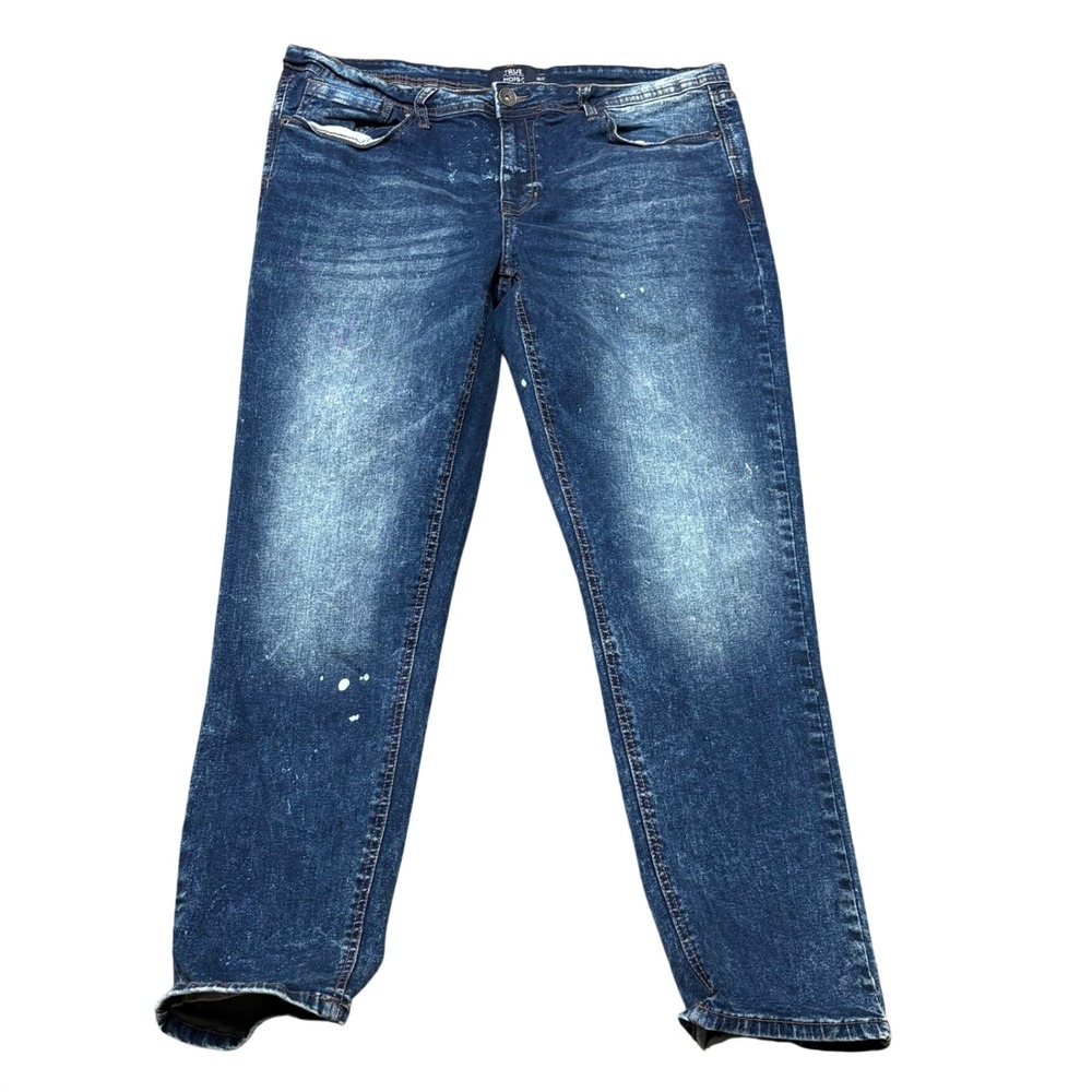 True Indigo Blue Stretch Denim Jeans Men's 38x32 Faded‎